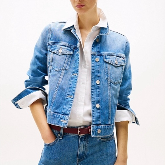 Tommy Hilfiger Classic Blue Women's Short Denim Jean Jacket Small - Picture 1 of 5